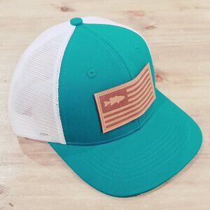 Fish Flag Patch Hat Cap Fishing Snap Back Mesh Adjustable Trucker Dad Green